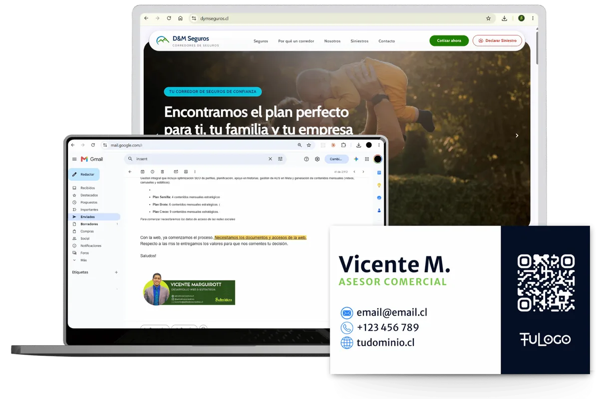 Landing page, correos corporativos y firma incluidos en el Pack Emprende Básico