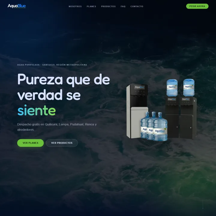 Sitio de AquaBlue hecho por Selvática
